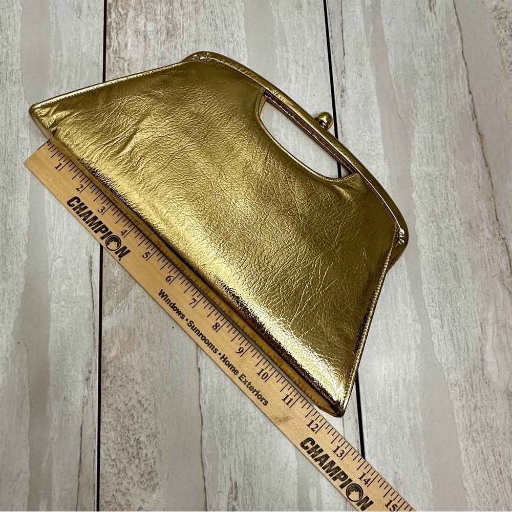 Glamorous Gold Leather Framed Kiss-lock 1940s Evening Party Old Hollywood Style - Picture 11 of 14